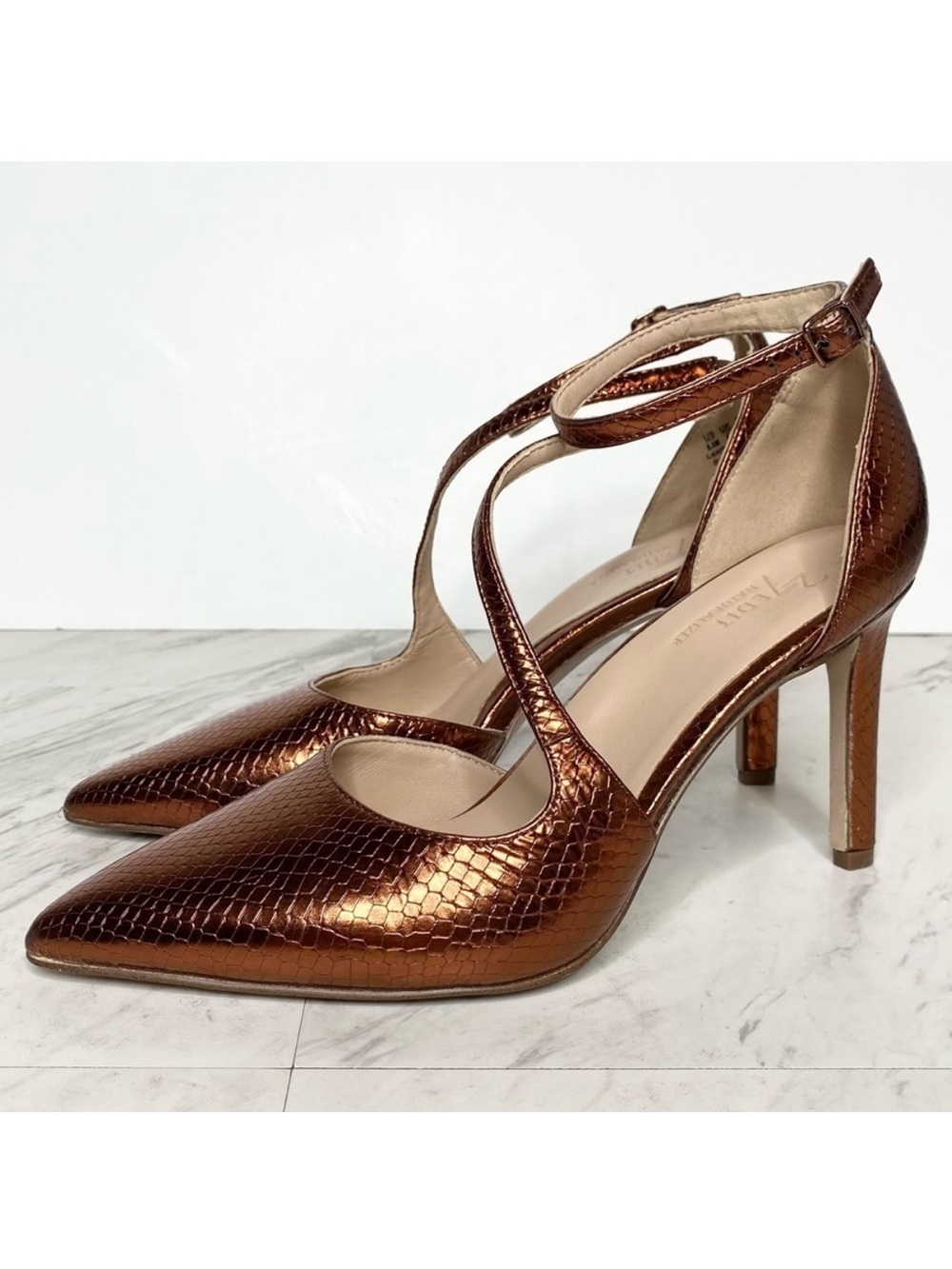 27 Edit Naturalizer Abilyn Copper Snake Leather Pointed Toe Pump 8 1/2
